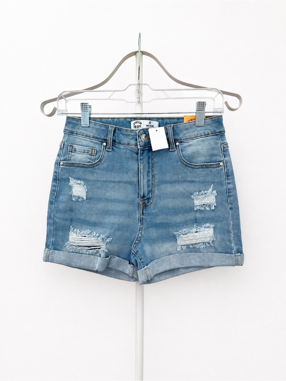 Wax jeans High-Waist Light Blue Distressed Denim Shorts